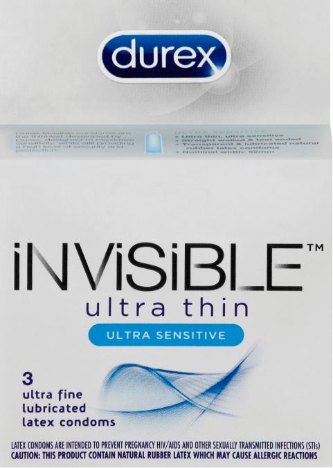 DUREX® Invisible™ Ultra Thin Ultra Sensitive Condoms
